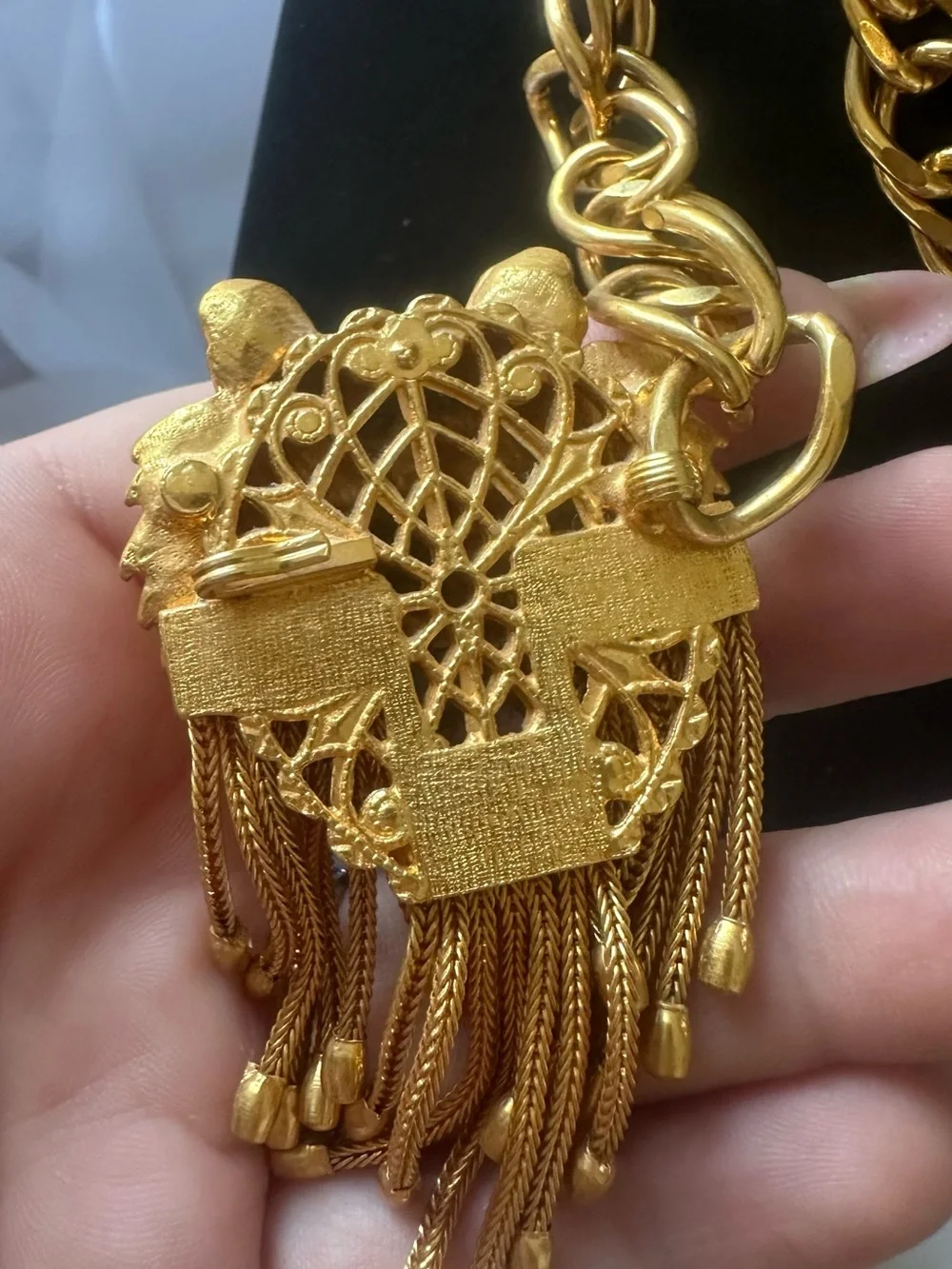 Vintage Pauline Rader Gold Lion Head Statement Belt